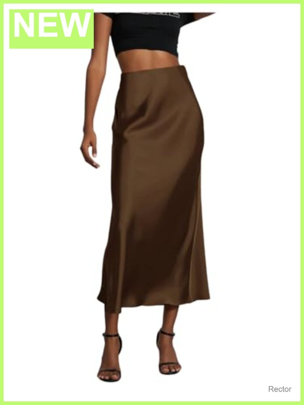 Elegant Satin Flared Hem Midi Skirt with Zipper High Rise